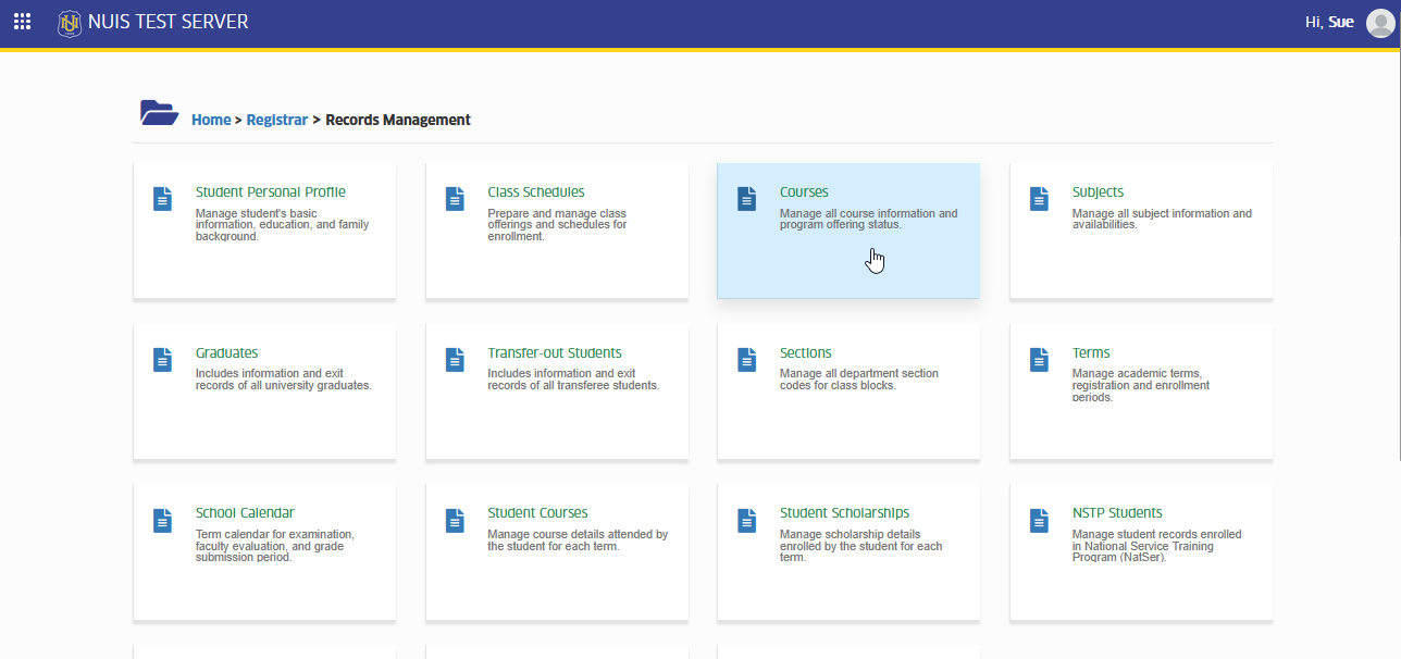 courses module tab
