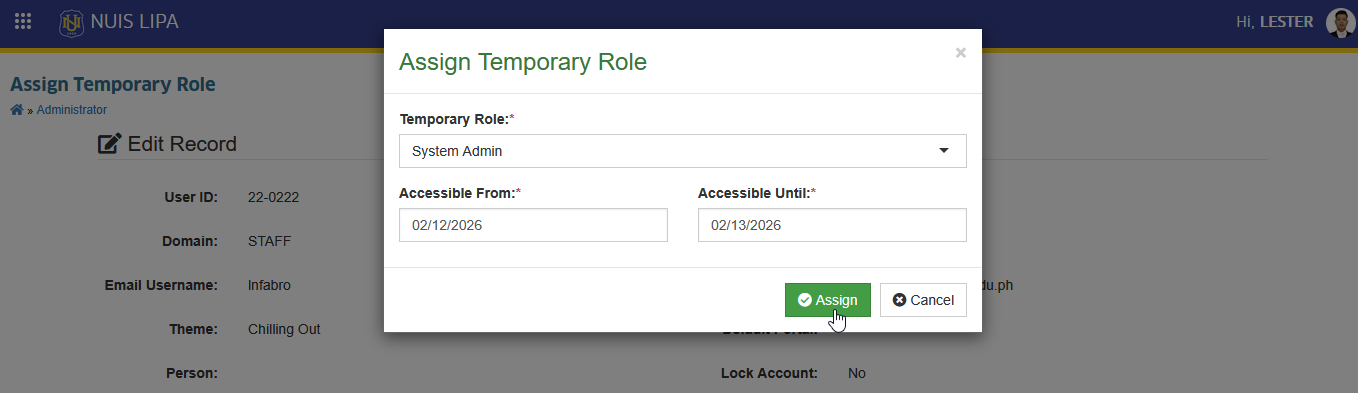 assign button