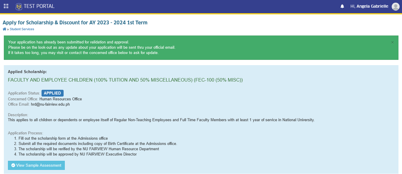 applied status
