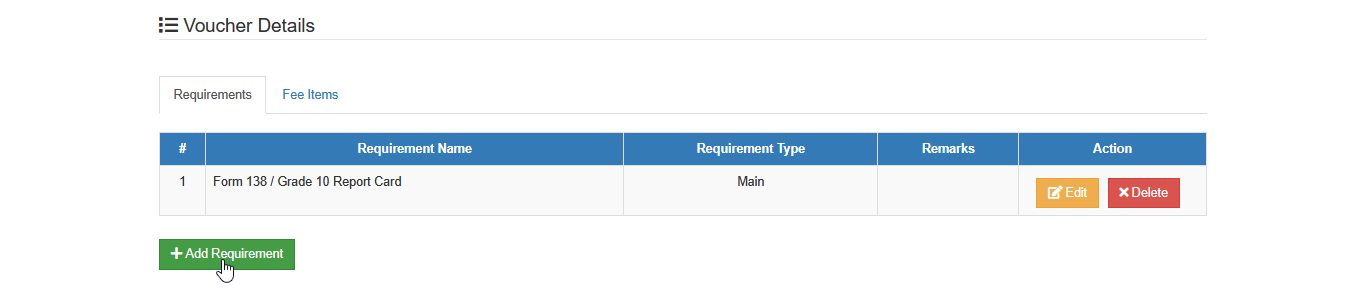 add requirement button