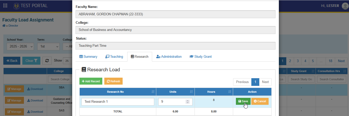 save edited research entry