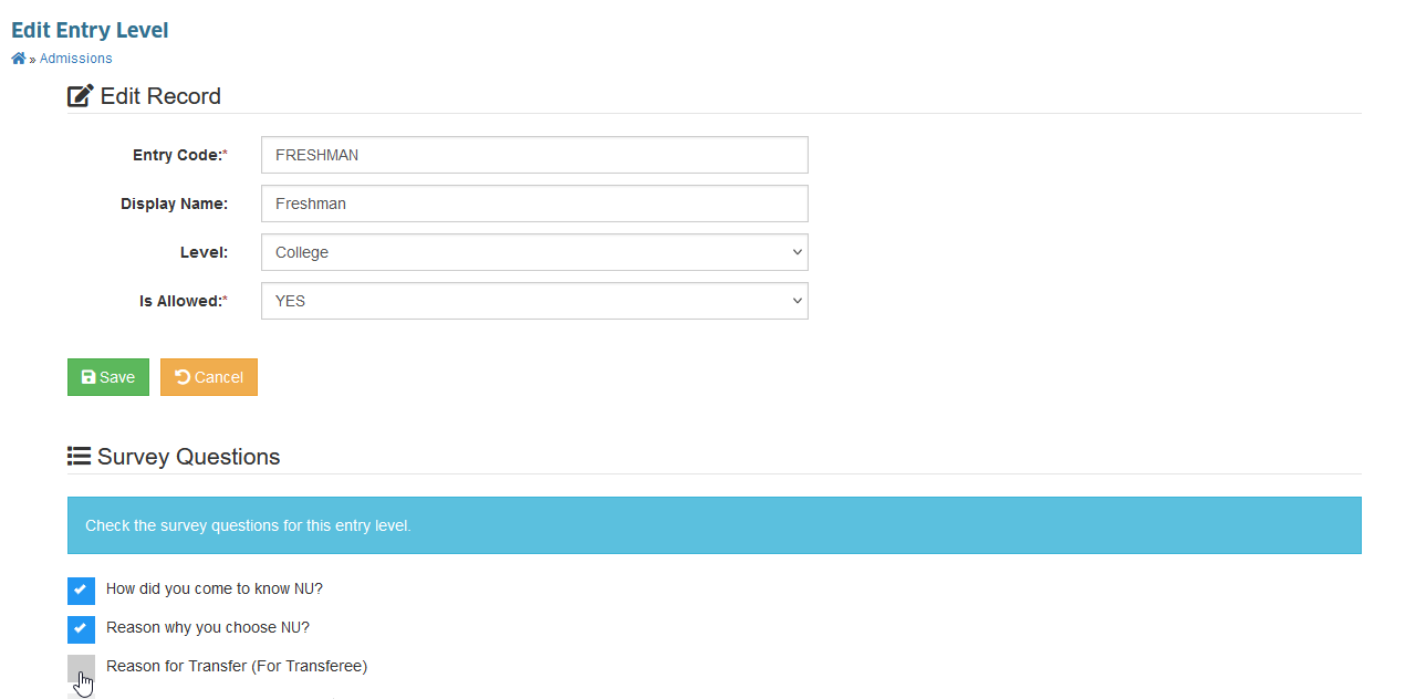 manage survey question
