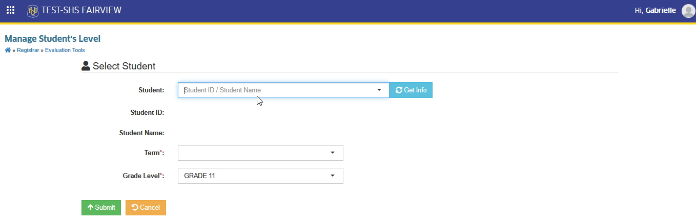 search student to manage