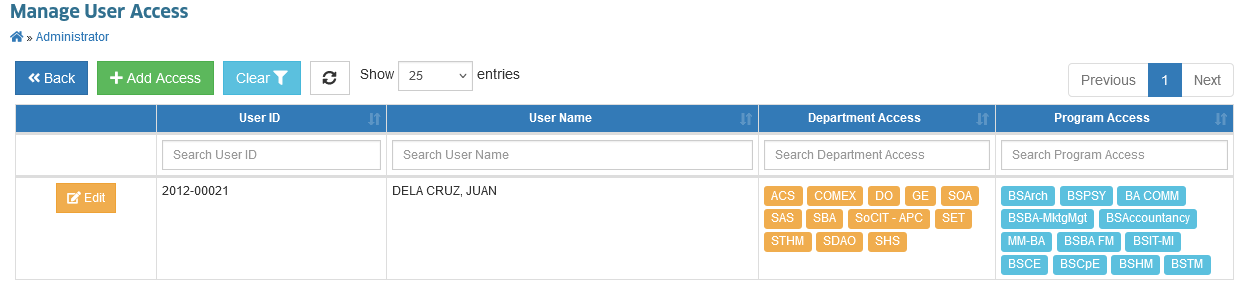Manage User Access