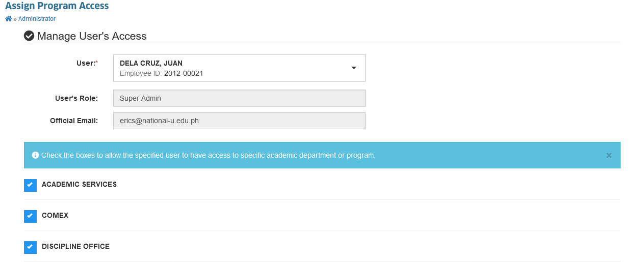Assign Program Access
