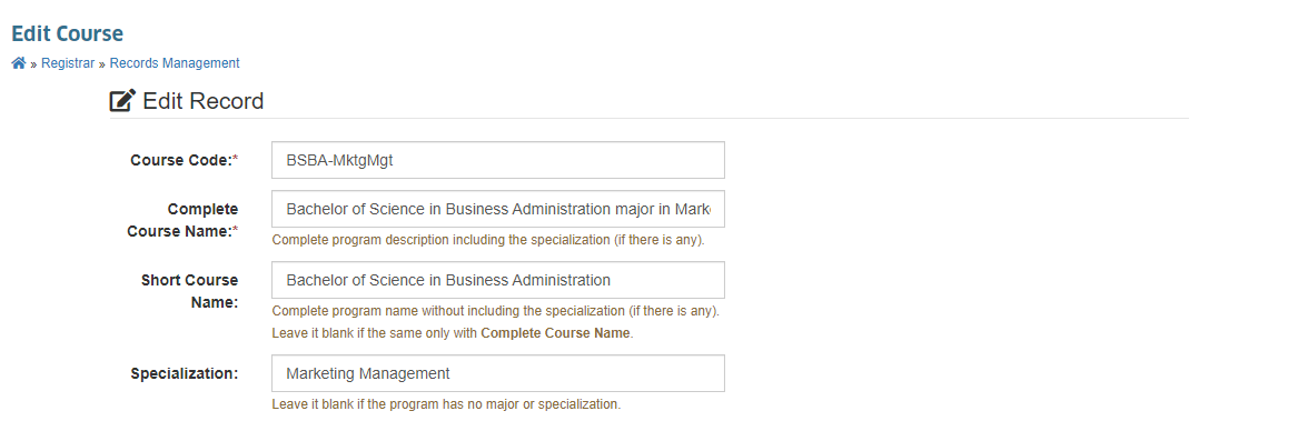 Manage Courses