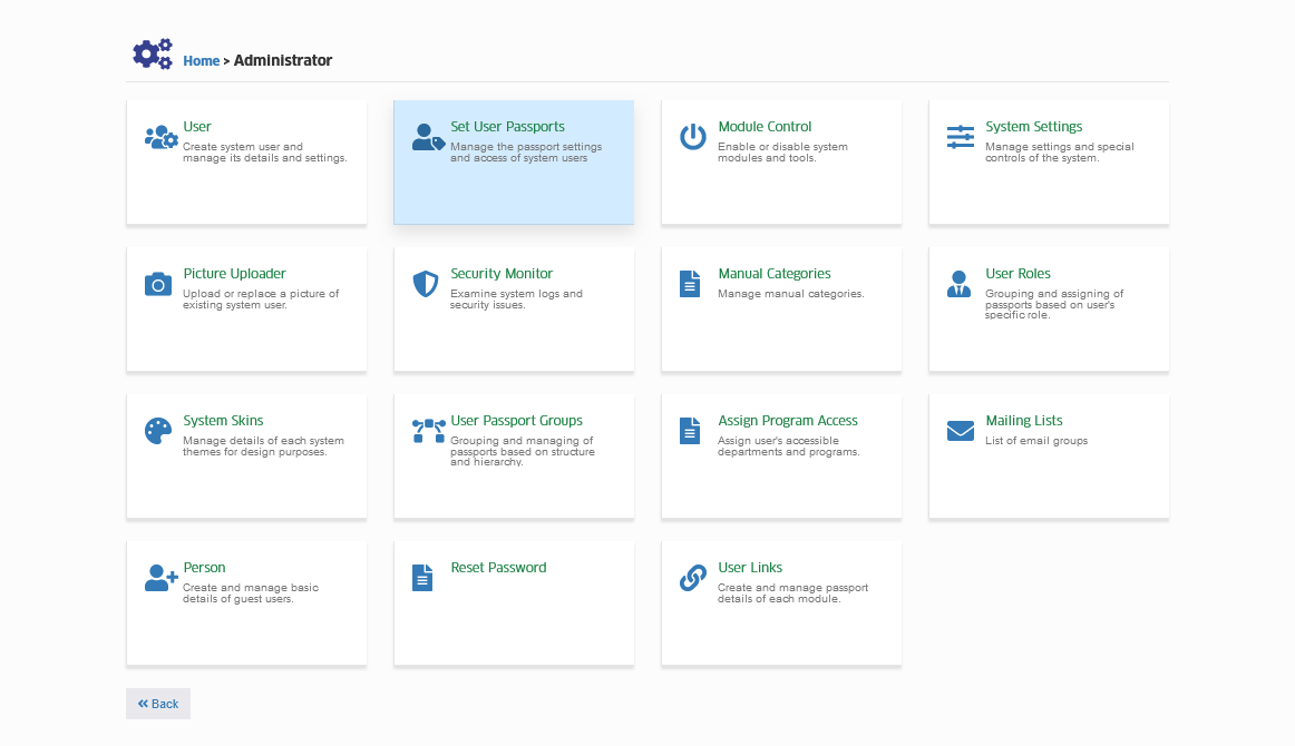 Set User Passports Page