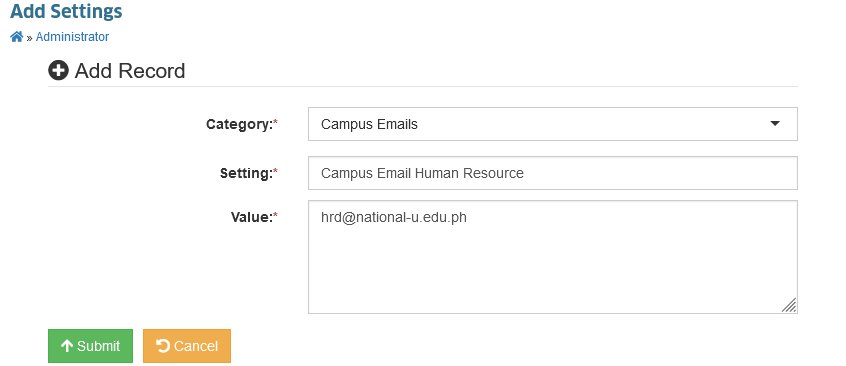 Add System Settings