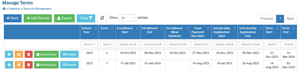Manage term