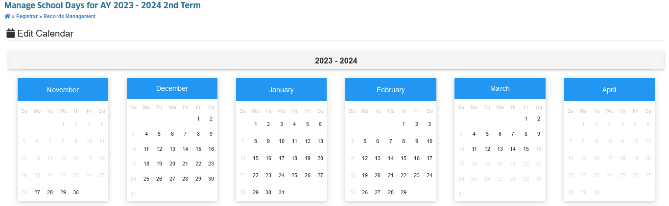 Manage school days