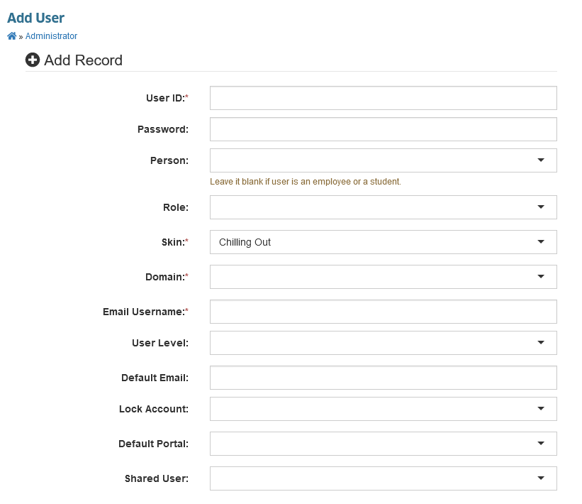Add User Page